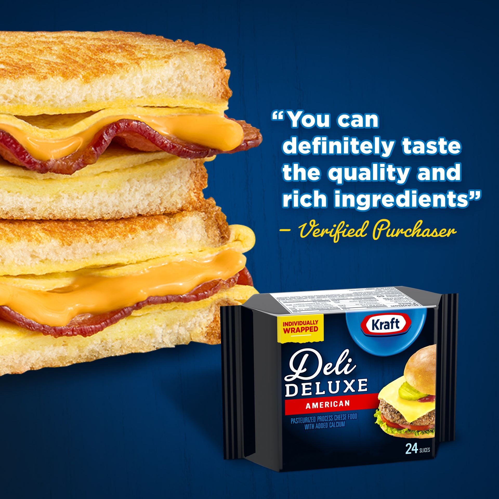 Kraft Deli Deluxe American Cheese Individually Wrapped Slices Pack 16 ...