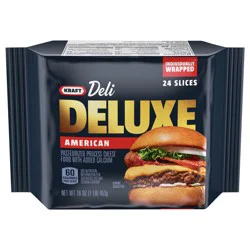 Kraft Deli Deluxe American Cheese Slices, Individually Wrapped, 16 oz Pack, 24 Slices