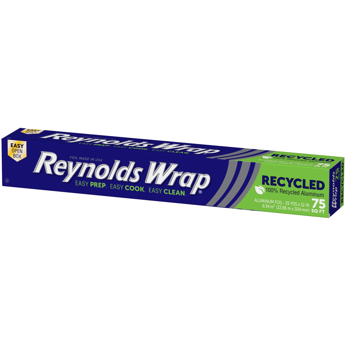 slide 2 of 9, Reynolds Wrap 100% Recycled Aluminum Foil, 75 Square Feet, 0.68 lb