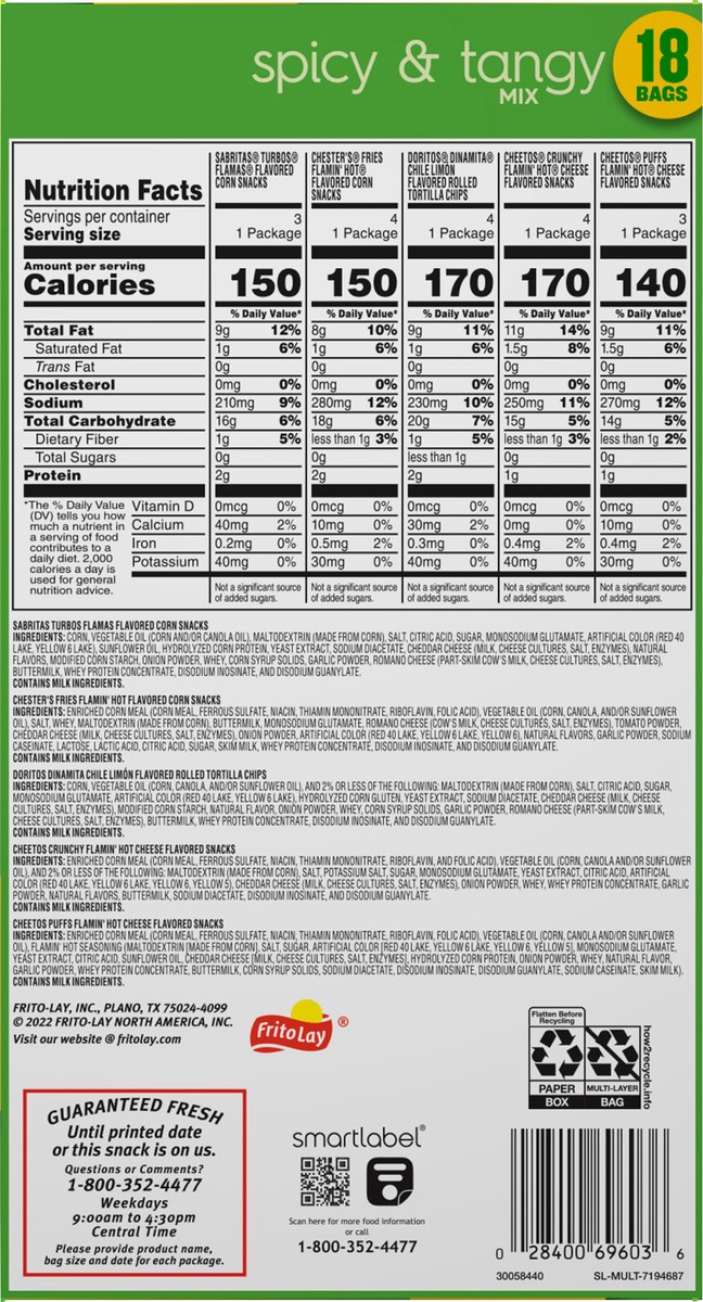 slide 8 of 11, Frito-Lay Spicy & Tangy Mix, 18 Pack, 18 ct