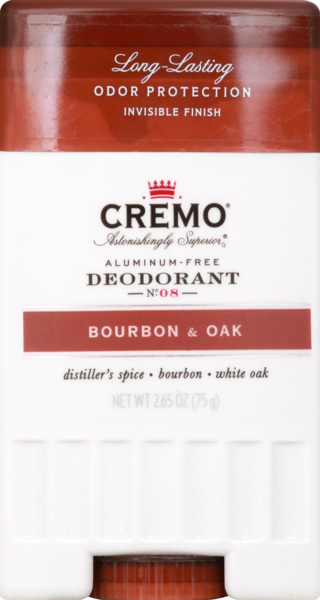 slide 6 of 9, Cremo Deodorant Stick Bourbon & Oak, 2.65 oz