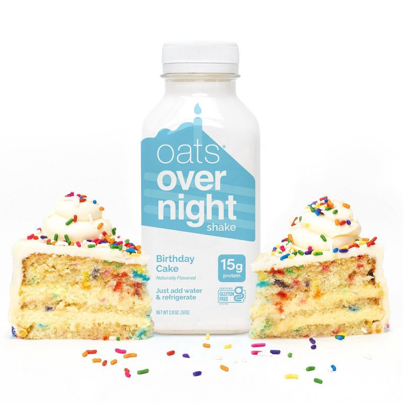slide 3 of 10, Oats Overnight Shake Birthday Cake - 2oz, 2 oz