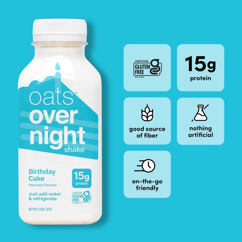 slide 4 of 10, Oats Overnight Shake Birthday Cake - 2oz, 2 oz