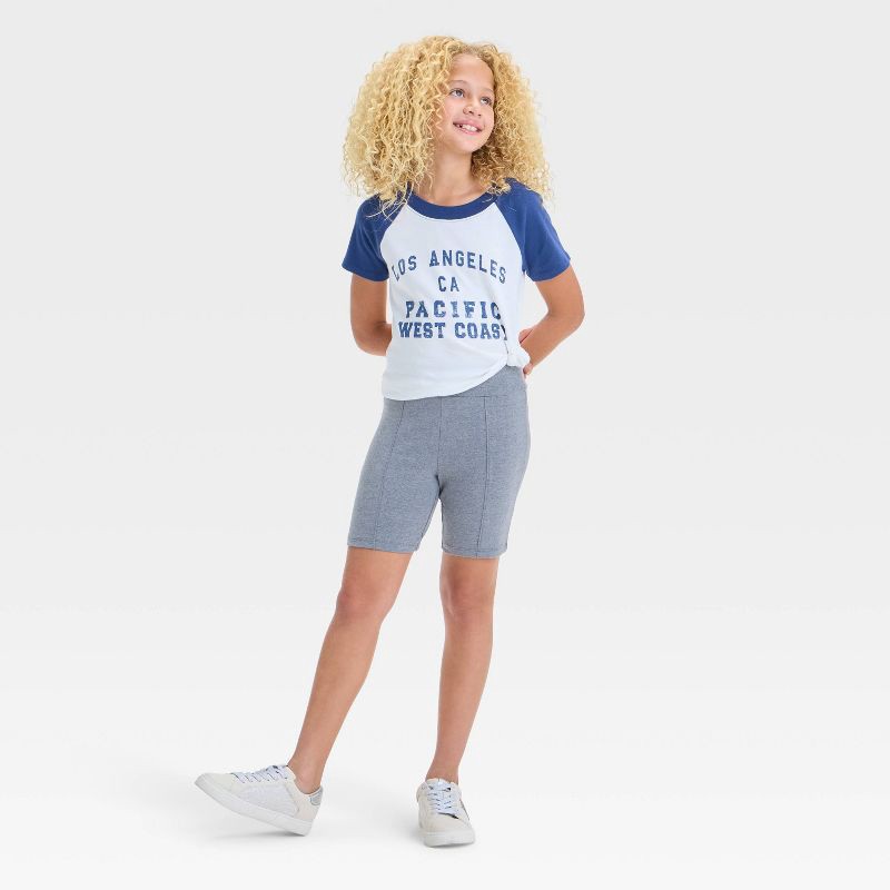 slide 3 of 3, Girls' Long Bike Shorts - art class™ Heather Gray S: Mid Rise, Hidden Pocket, 1 ct