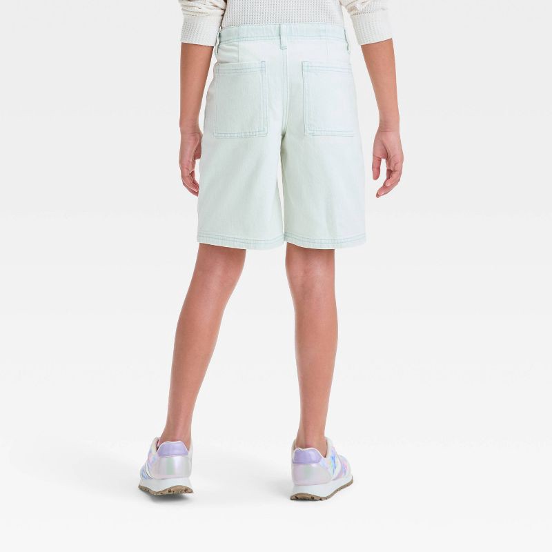 slide 2 of 3, Girls' Mid-Rise Baggy Bermuda Jean Shorts - art class™ Light Wash M: Adjustable Waistband, 9.5" Inseam, 1 ct