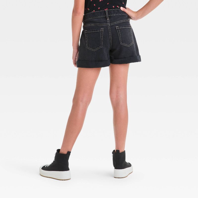 slide 2 of 3, Girls' High Rise Jean Shorts - art class™ Black Wash L: Adjustable Waistband, Lightweight Denim, 1 ct