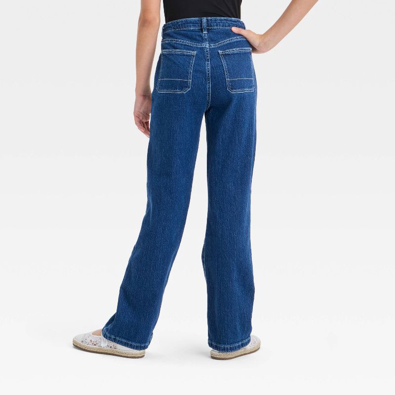 slide 2 of 3, Girls' High Rise Baggy Jeans - art class™ Blue 14: Cotton Denim, Relaxed Ankle Length, Stretch Fabric, 1 ct