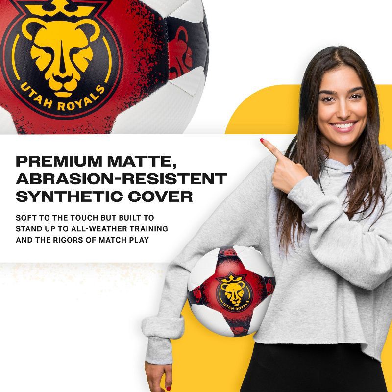 slide 6 of 8, National Women's Soccer League NWSL Utah Royals Size 5 Soccer Ball: Rubber Bladder, All Ages, 1 ct