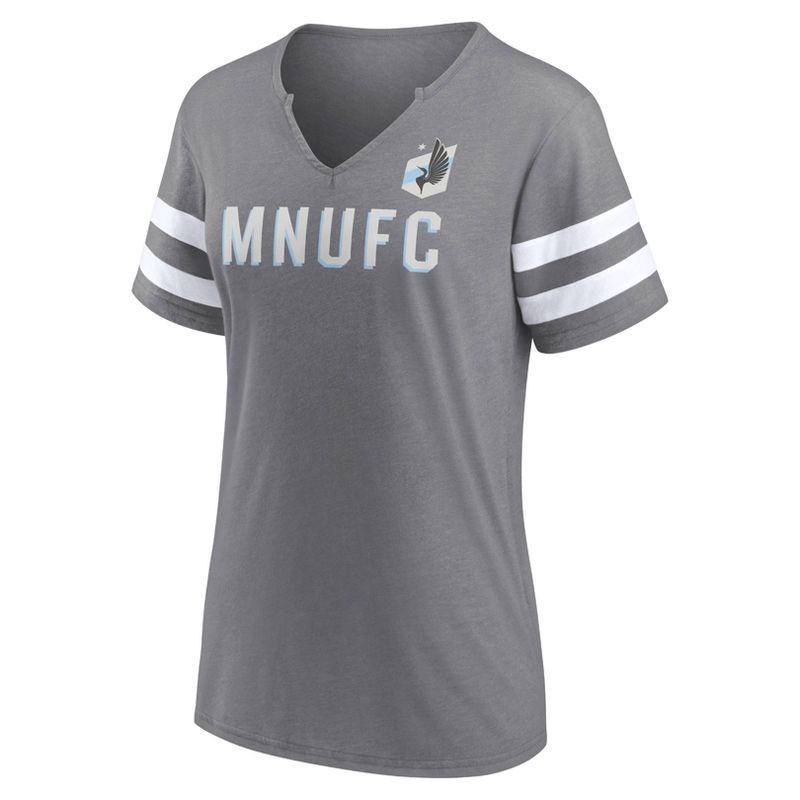 slide 2 of 3, MLS Minnesota United FC Women's Gray Split T-Shirt - XXL: Polyester V Neck, 1 ct