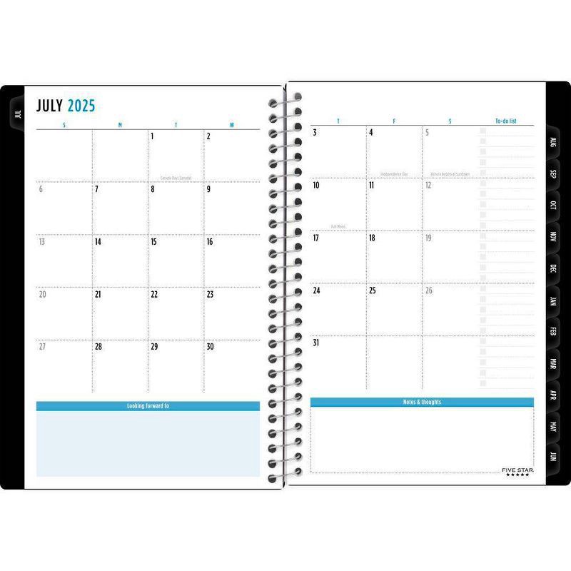 slide 3 of 10, Five Star 5.5"x8.5" 2025-2026 Weekly/Monthly Core Black Small Planner, 1 ct