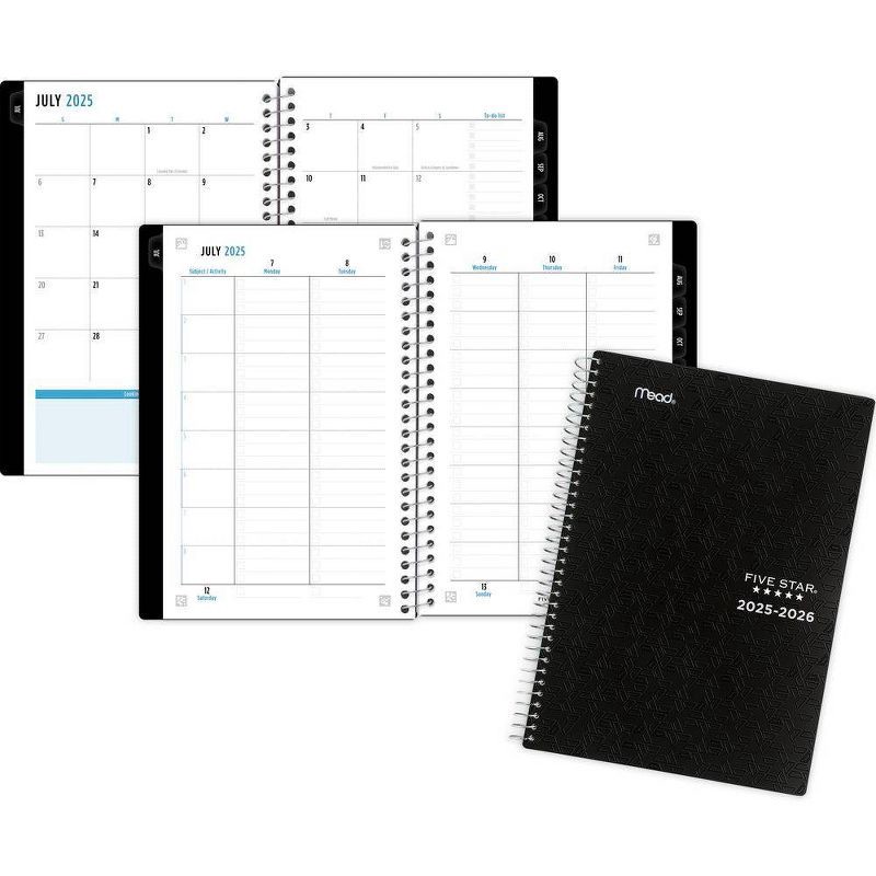 slide 5 of 10, Five Star 5.5"x8.5" 2025-2026 Weekly/Monthly Core Black Small Planner, 1 ct