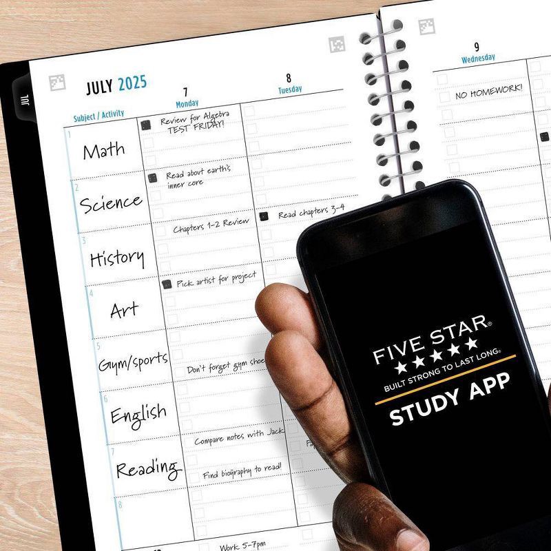 slide 6 of 10, Five Star 5.5"x8.5" 2025-2026 Weekly/Monthly Core Black Small Planner, 1 ct