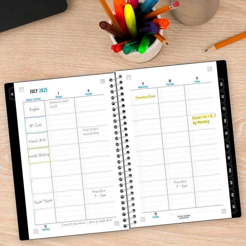 slide 8 of 10, Five Star 5.5"x8.5" 2025-2026 Weekly/Monthly Core Black Small Planner, 1 ct