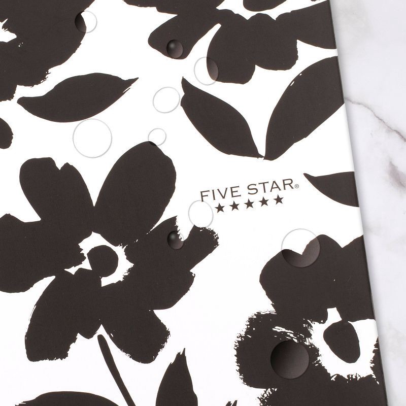 slide 4 of 6, Five Star Fashion 4 Pocket Paper Folder Black and White Floral, School Supplies, 1 ct