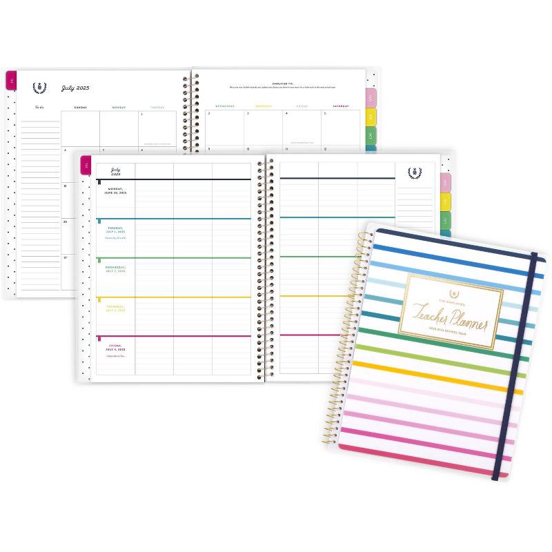 slide 2 of 12, Emily Ley for At-A-Glance 9.25"x11.25" 2025-2026 Weekly/Monthly Happy Stripe Teacher Large Planner, Teacher Supplies, 1 ct