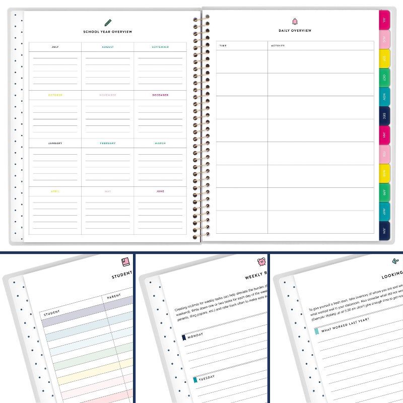 slide 3 of 12, Emily Ley for At-A-Glance 9.25"x11.25" 2025-2026 Weekly/Monthly Happy Stripe Teacher Large Planner, Teacher Supplies, 1 ct