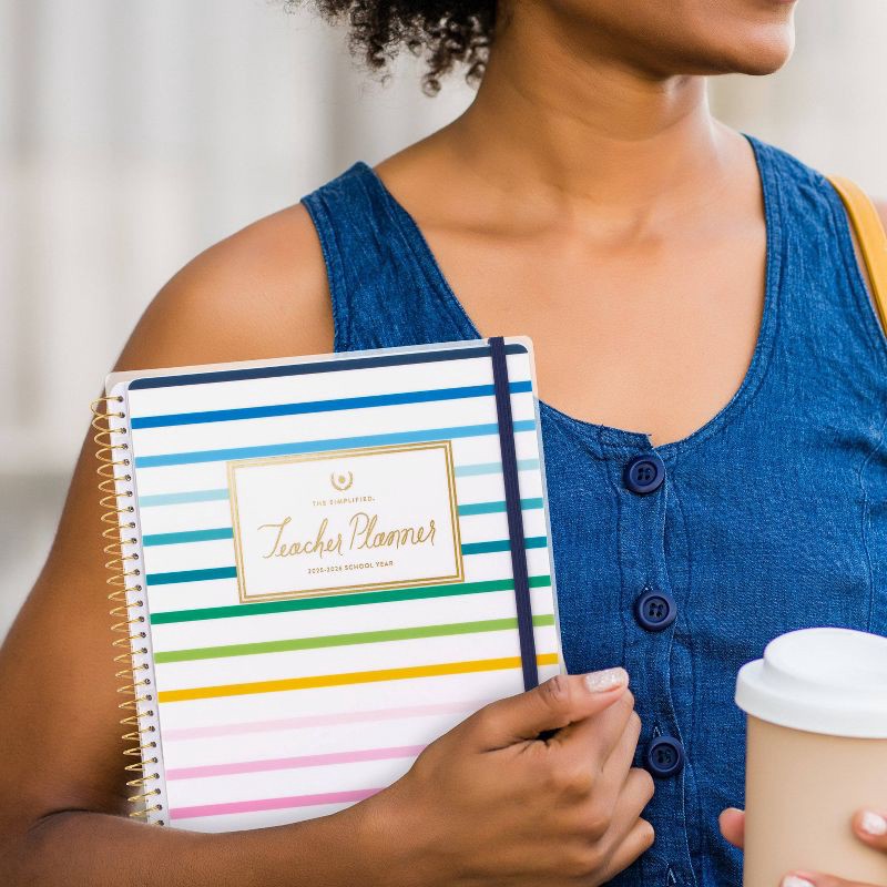 slide 12 of 12, Emily Ley for At-A-Glance 9.25"x11.25" 2025-2026 Weekly/Monthly Happy Stripe Teacher Large Planner, Teacher Supplies, 1 ct