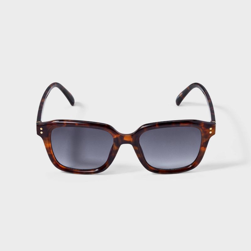slide 1 of 3, Women's Shiny Plastic Square Sunglasses with Gradient Lenses - Universal Thread™ Tortoise Brown: Scratch-Resistant, UV Protection, 1 ct