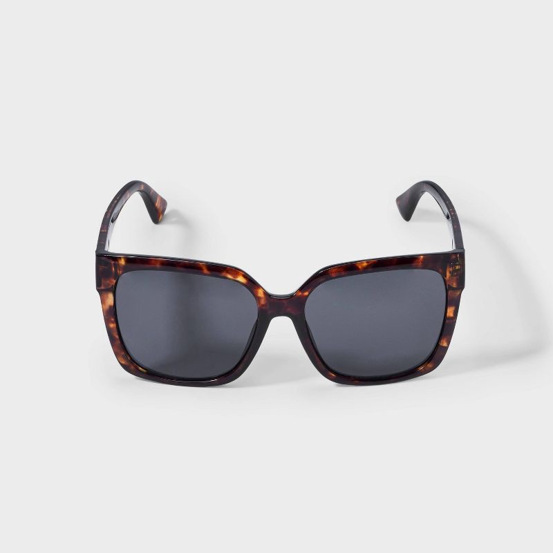slide 1 of 4, Women's Shiny Plastic Square Sunglasses - Universal Thread™ Tortoise Brown: Scratch-Resistant, UV Protection, 1 ct