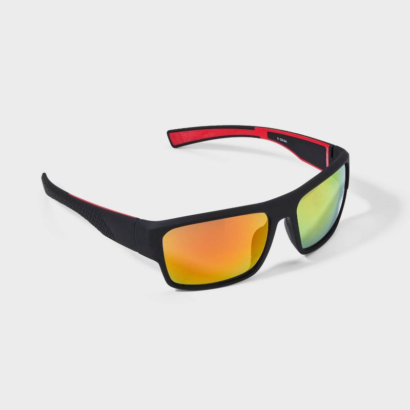 slide 2 of 4, Men's Rubberized Plastic Wrap Sport Sunglasses - All In Motion™ Black: Scratch-Resistant, UV Protection, 1 ct