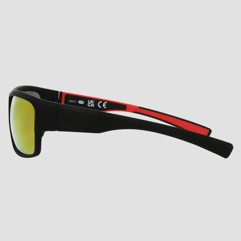 slide 4 of 4, Men's Rubberized Plastic Wrap Sport Sunglasses - All In Motion™ Black: Scratch-Resistant, UV Protection, 1 ct