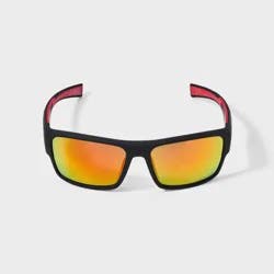 Men's Rubberized Plastic Wrap Sport Sunglasses - All In Motion™ Black: Scratch-Resistant, UV Protection