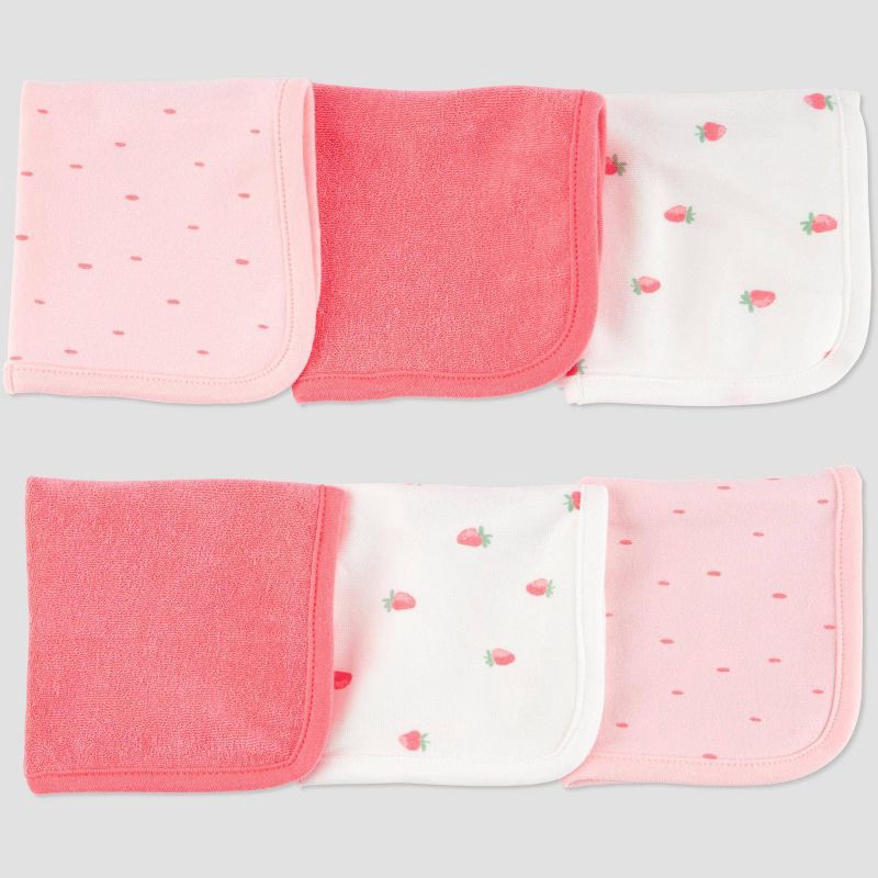 slide 1 of 4, Carter's Just One You®️ Baby Strawberry Washcloth - Pink: Cotton Terry, 9x9, Food Pattern, 1 ct