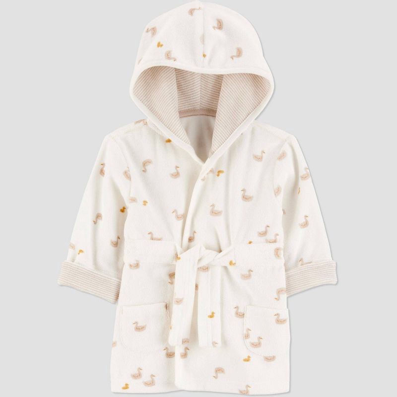 slide 1 of 4, Carter's Just One You®️ Baby Duck Robe - Gray: Midweight Cotton Polyester Bath Wrap, Animal Pattern, 1 ct