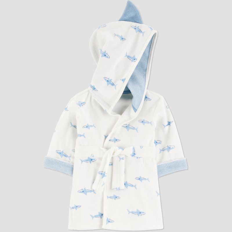 slide 1 of 4, Carter's Just One You®️ Baby Shark Robe - Blue: Midweight Cotton Polyester Bath Wrap, 1 ct