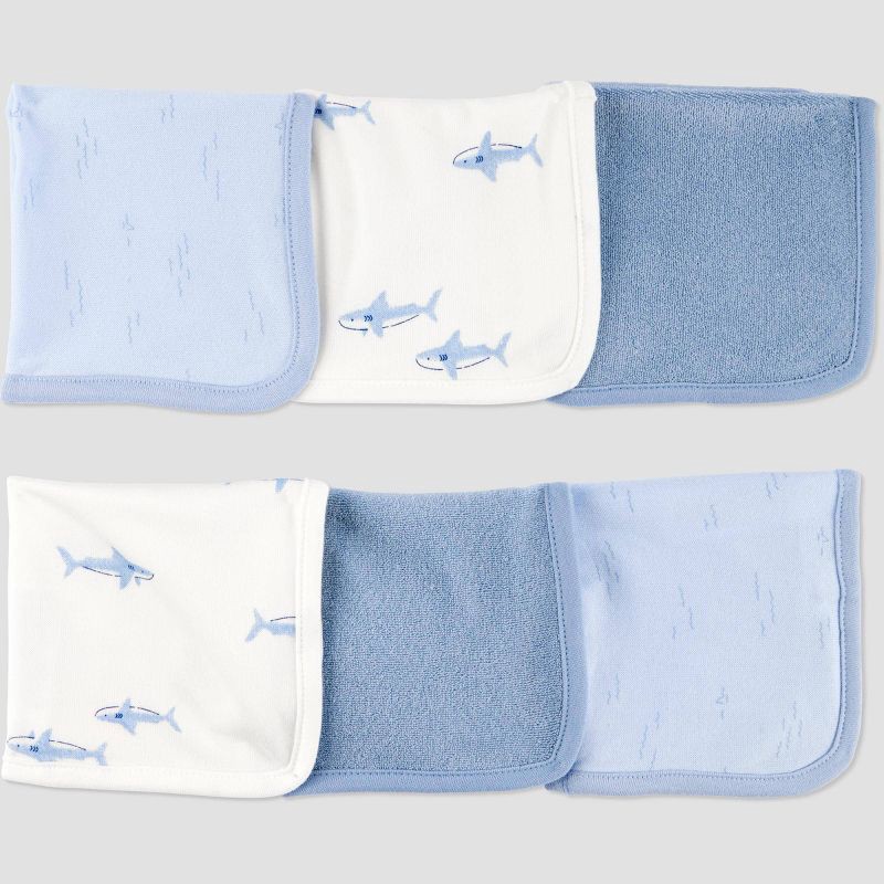 slide 1 of 4, Carter's Just One You®️ Baby Shark Washcloth - Blue: Cotton Polyester Terry, Animal Prints, 9x9, 1 ct