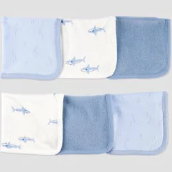 Carter's Just One You®️ Baby Shark Washcloth - Blue: Cotton Polyester Terry, Animal Prints, 9x9