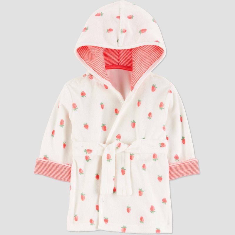 slide 1 of 4, Carter's Just One You®️ Baby Strawberry Robe - Pink: Midweight Terry Bath Wrap, Cotton-Polyester Blend, Machine Washable, 1 ct