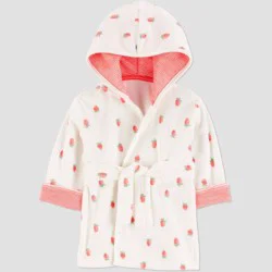 Carter's Just One You®️ Baby Strawberry Robe - Pink: Midweight Terry Bath Wrap, Cotton-Polyester Blend, Machine Washable