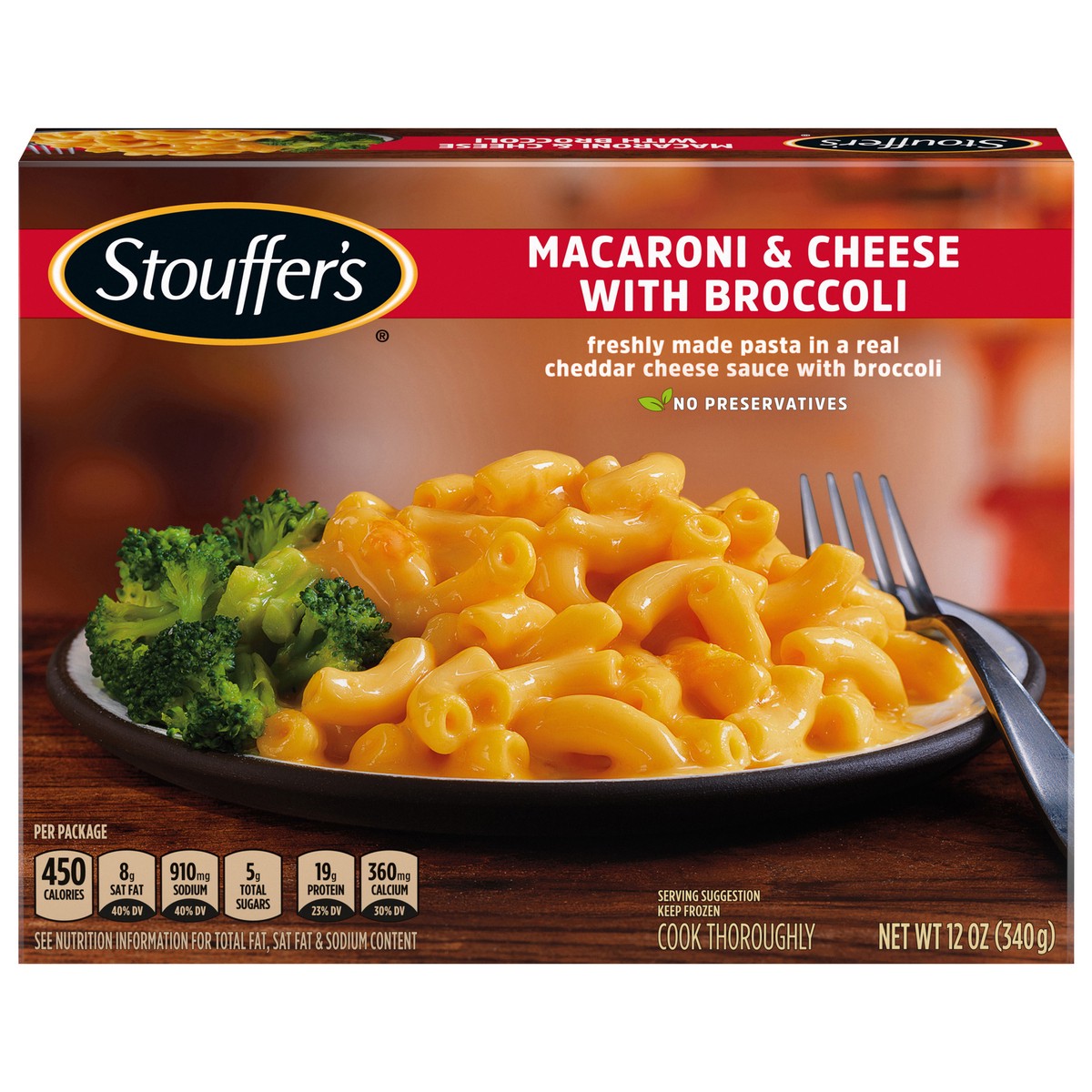 slide 1 of 9, Stouffer's Macaroni and Cheese with Broccoli Frozen Meal, 12 oz