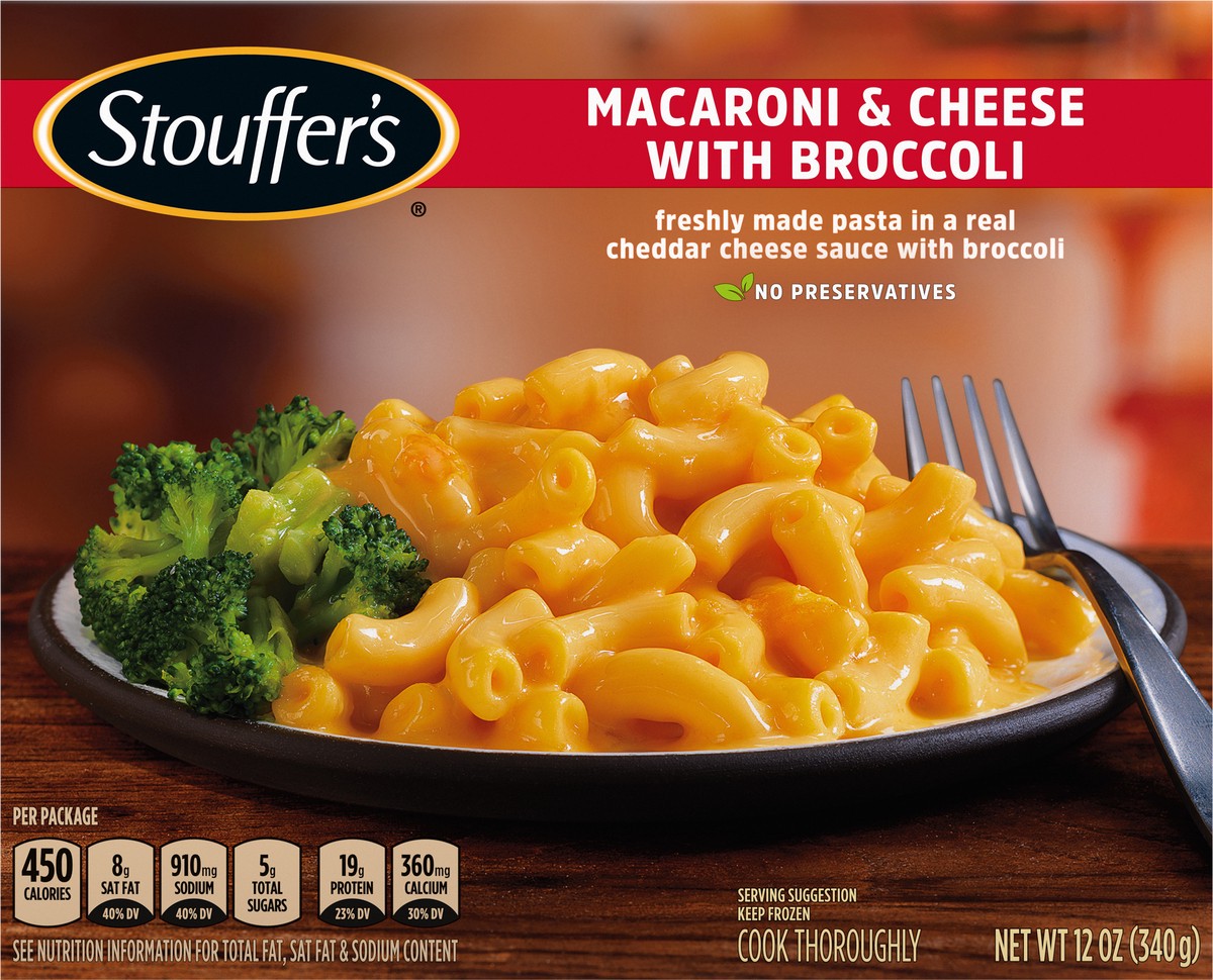 slide 3 of 9, Stouffer's Macaroni and Cheese with Broccoli Frozen Meal, 12 oz