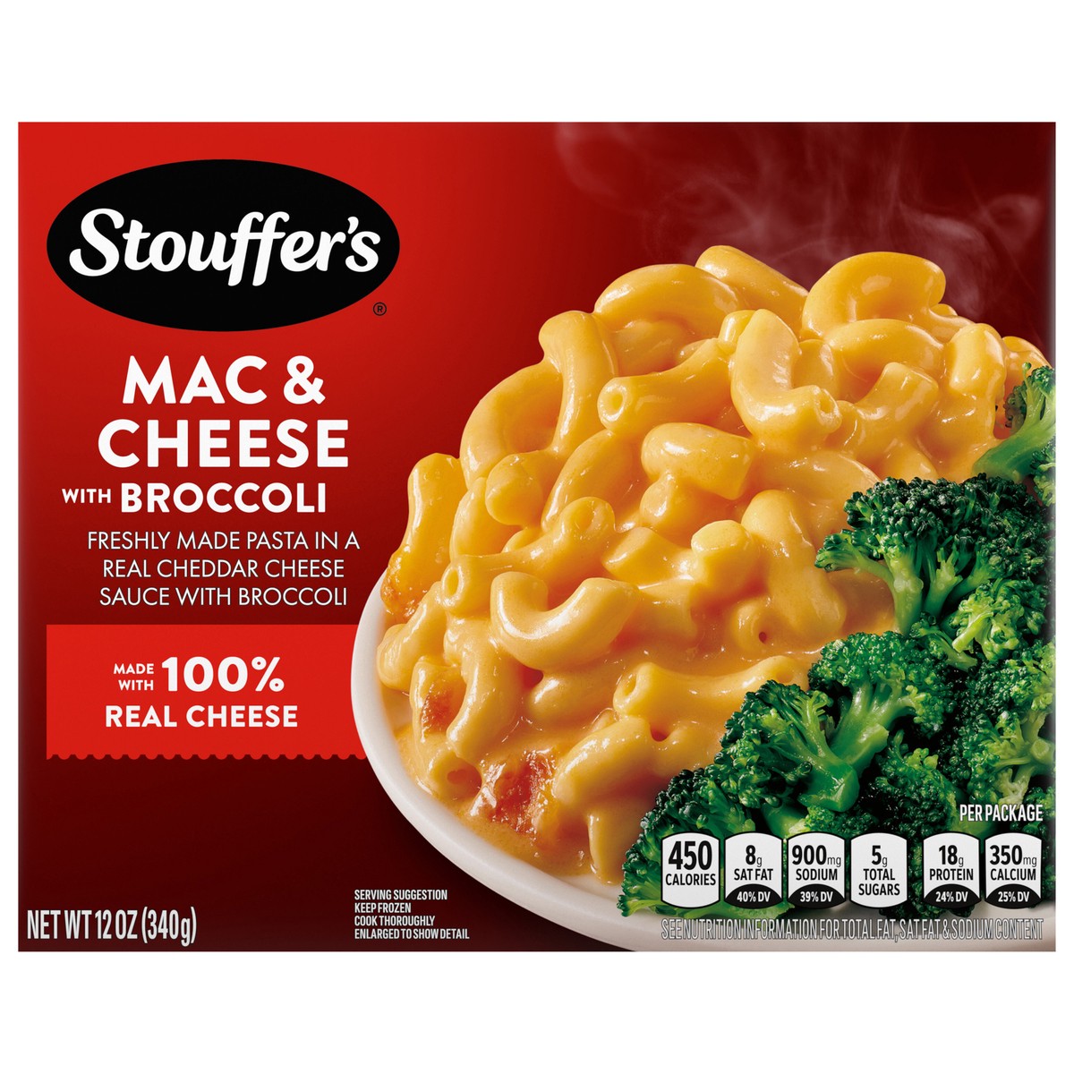 slide 1 of 9, Stouffer's Macaroni and Cheese with Broccoli Frozen Meal 12 oz., 12 oz