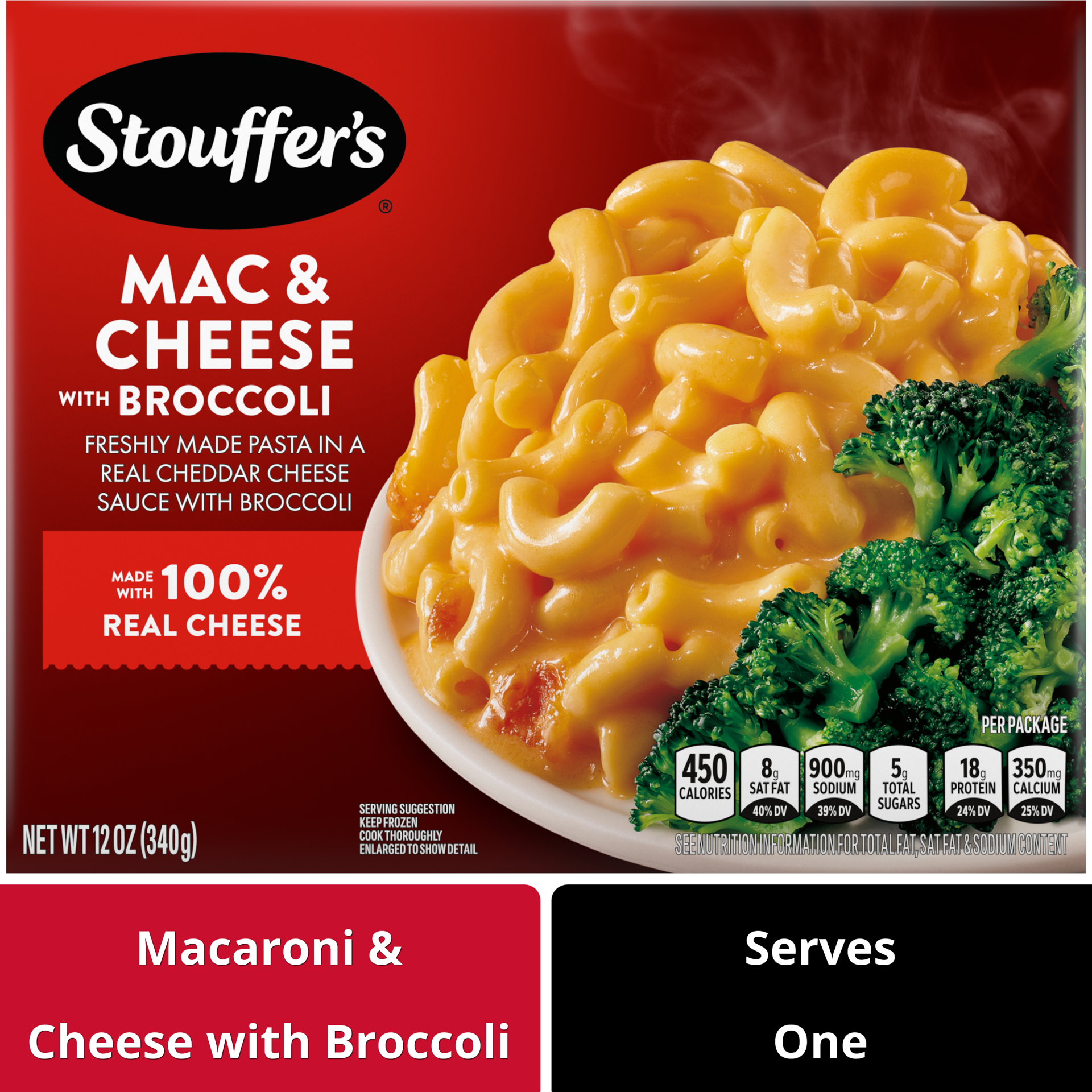 slide 1 of 9, Stouffer's Macaroni and Cheese with Broccoli Frozen Meal, 12 oz