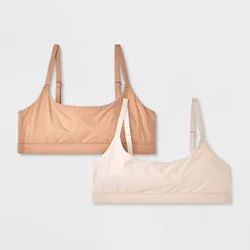 Girls' 2pk Fits All Scoop Bra - art class™ Beige/Tan S