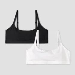 Girls' 2pk Fits All Scoop Bra - art class™ Black/White M