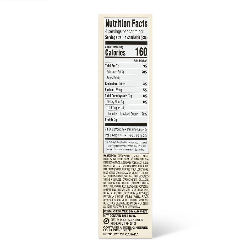 slide 2 of 3, Vanilla Stroopwafel Ice Cream Sandwich with Dulce de Leche Filling - 13.52 fl oz/4ct - Favorite Day™, 13.52 fl oz, 4 ct