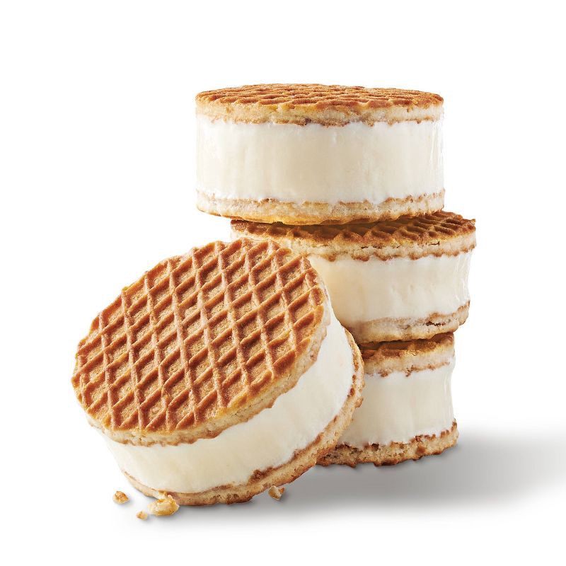slide 3 of 3, Vanilla Stroopwafel Ice Cream Sandwich with Dulce de Leche Filling - 13.52 fl oz/4ct - Favorite Day™, 13.52 fl oz, 4 ct