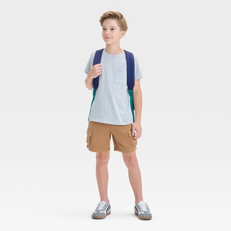 slide 3 of 3, Boys' Short Sleeve Pocket T-Shirt - Cat & Jack™ Gray S: 100% Cotton, Midweight Jersey, Machine Washable, 1 ct