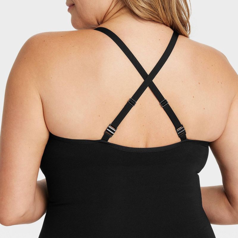 slide 4 of 4, Women's Medium Shaping Seamless Thong Bodysuit - Auden™ Black XXL: Adjustable Strap, Tummy Slimming, 1 ct