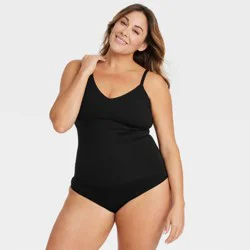 Women's Medium Shaping Seamless Thong Bodysuit - Auden™ Black XXL: Adjustable Strap, Tummy Slimming