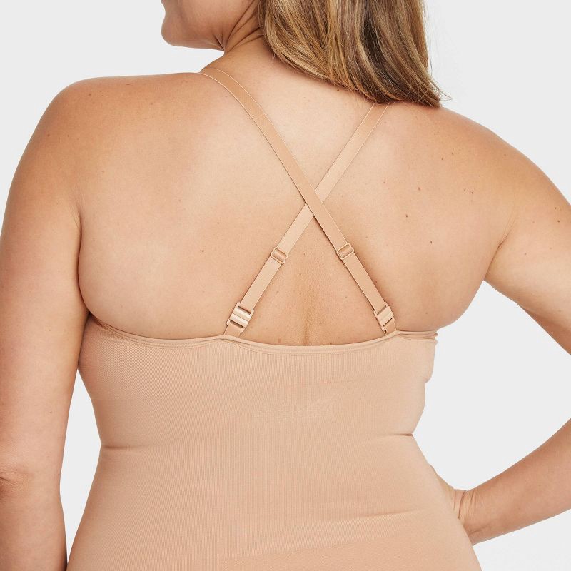 slide 4 of 4, Women's Medium Shaping Seamless Thong Bodysuit - Auden™ Pearl Tan XXL: Nylon Spandex, Adjustable Strap, 1 ct