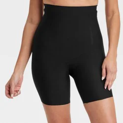Women's Firm Sculpting High-Waist Shorts - Auden™ Black M: Nylon Spandex Blend, Elastic Leg Openings, Medium