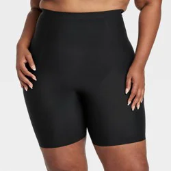 Women's Firm Sculpting High-Waist Shorts - Auden™ Black XXL: Nylon Spandex Blend, Pull-On, Elastic Leg Openings, Opaque