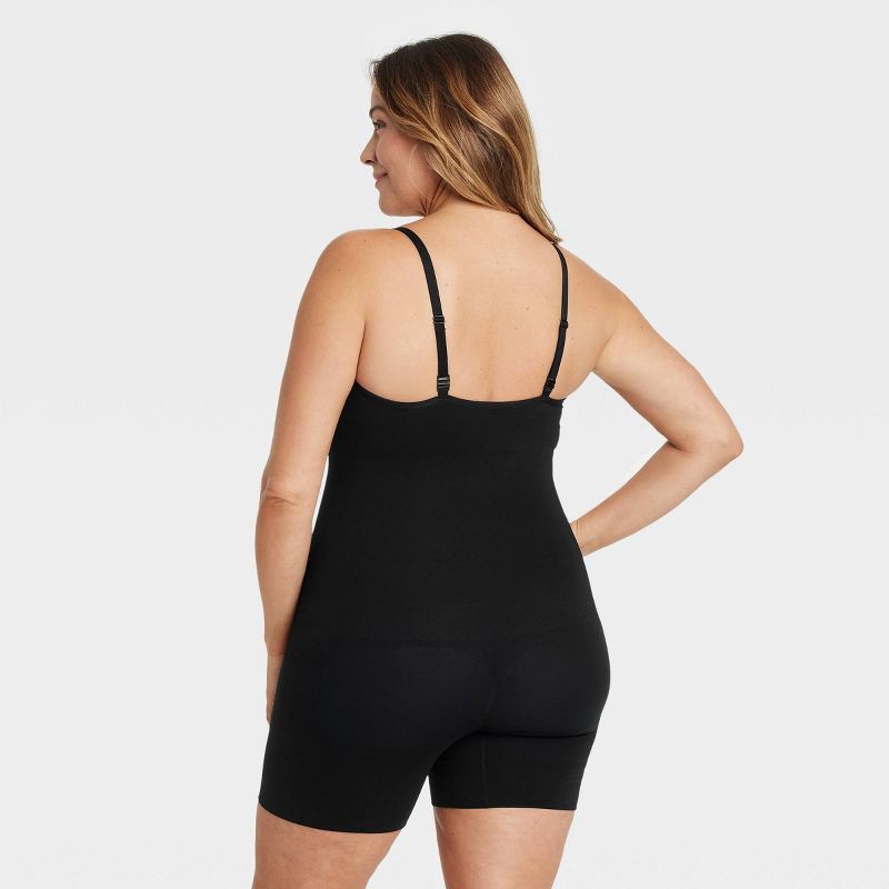 slide 2 of 4, Women's Medium Shaping Seamless Mid-Thigh Bodysuit - Auden™ Black XXL: Nylon Spandex Blend, Medium Compression, Tummy Slimming, 1 ct