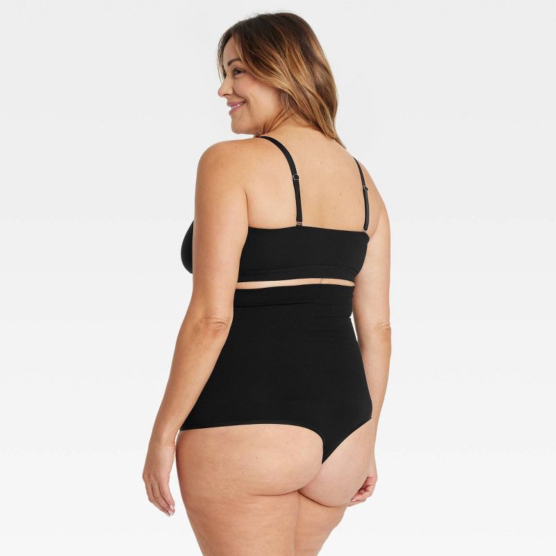 slide 2 of 3, Women's Medium Shaping Seamless High-Waist Thong - Auden™ Black XXL: Nylon Spandex Knit, Tummy Slimming, 1 ct