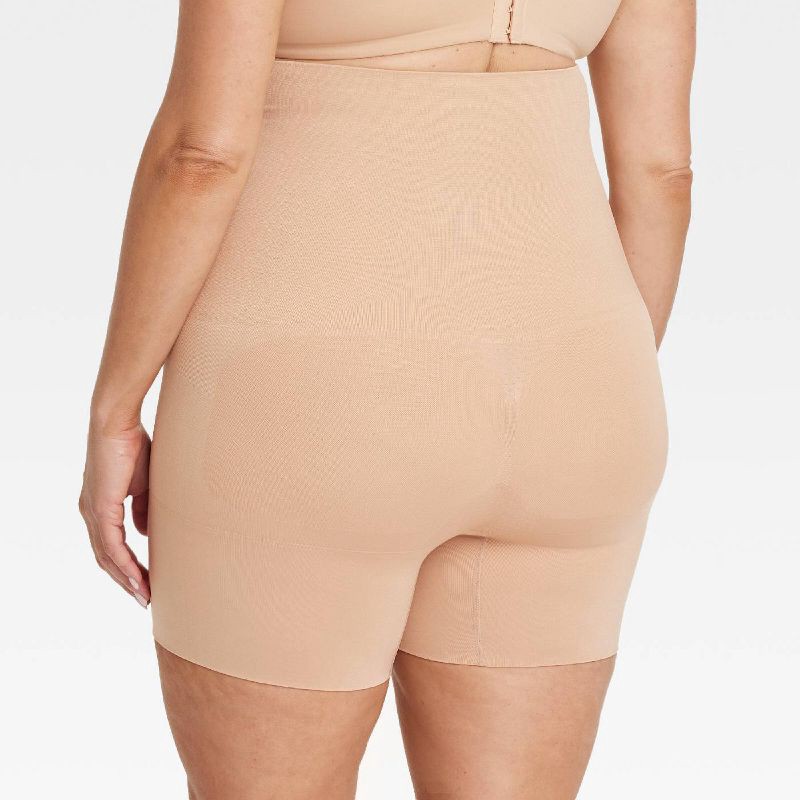 slide 2 of 5, Women's Medium Shaping Mid-Thigh Waist Shorts - Auden™ Pearl Tan XXL: Seamless, Knit, Pull-On, Plus Size, 1 ct